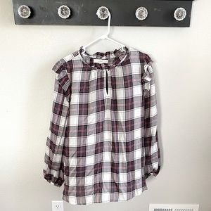 Loft plaid high neck shirt, EUC